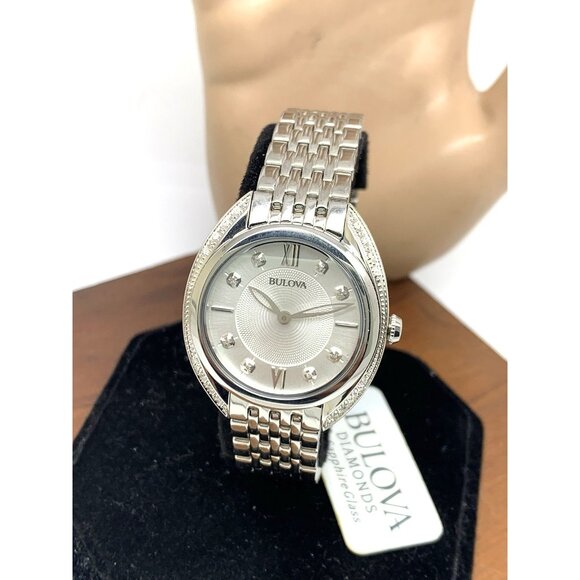 Bulova Women's Watch 96R212 Quartz Diamond Silver Dial Stainless Steel 30mm - Picture 1 of 14